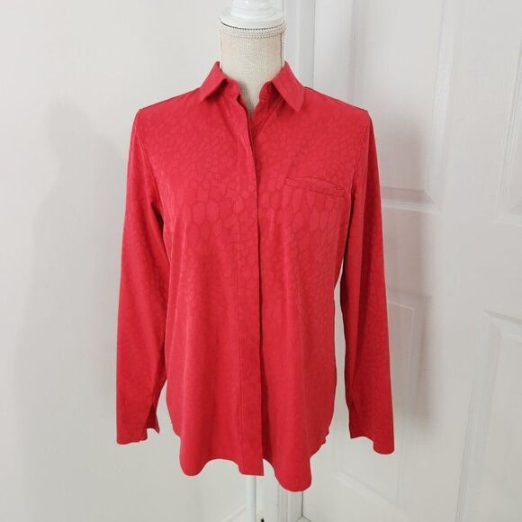 Athleta Urbanite Top Womens XS Red Leopard Vented Commuter Wicking UPF Cooling - Picture 16 of 16